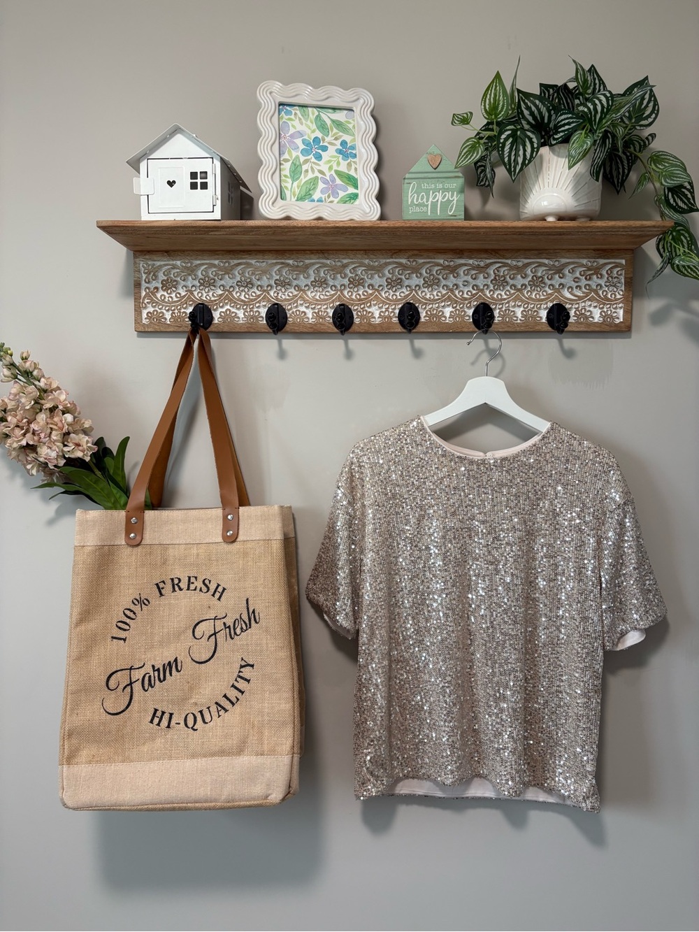 H&M Silver Sequin Top